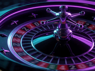 Rouletterad mit Neon-lila Randbeleuchtung im Roby Casino Live Casino Bereich