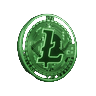 Litecoin LTC als leuchtendes neon-gr&uuml;nes 3D-Token im Cyberpunk-Stil