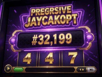 Progressive Jackpot Slot mit goldener und neon-lila Benutzeroberfl&auml;che im Roby Casino